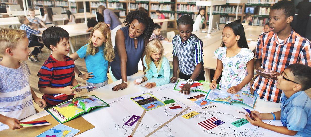 Children and teacher in classroom