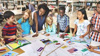 Children and teacher in classroom