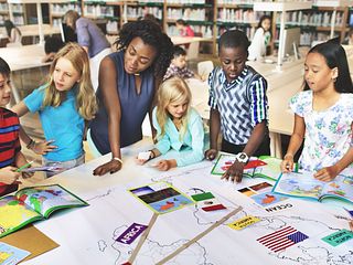 Children and teacher in classroom