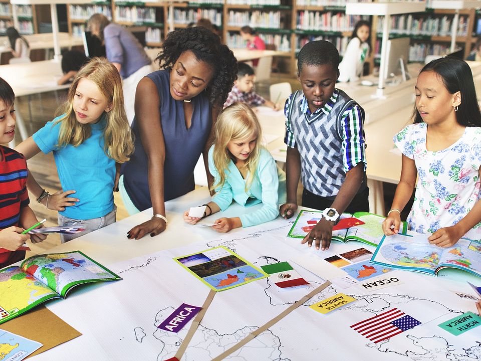 Children and teacher in classroom