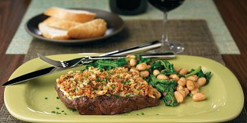 Porcini-Dusted Steaks with Horseradish Crust