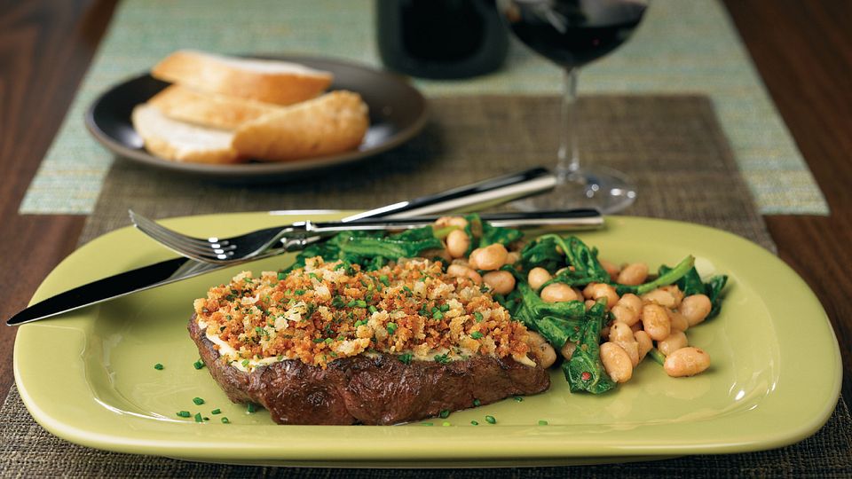 Porcini-Dusted Steaks with Horseradish Crust