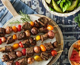 Grilled Sirloin Steak Kabobs with Garlic Rosemary Butter