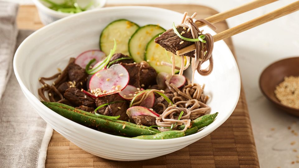 Sous Vide Teriyaki Beef Noodle Bowl