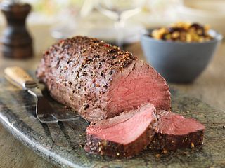 Three-Pepper Tenderloin Roast with Mushrooms, Leeks & Barley
