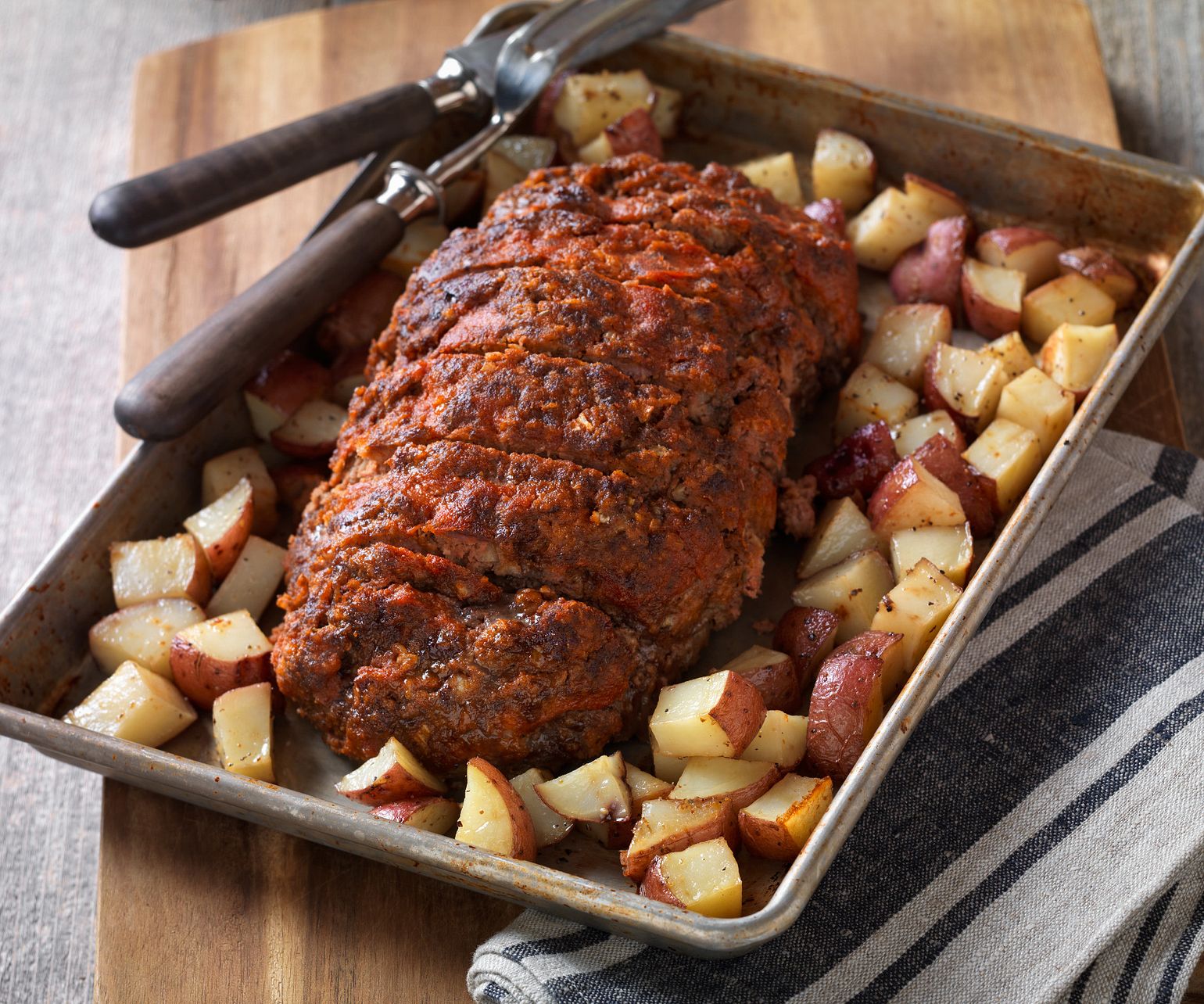 Easy Sheet Pan Meatloaf and Potatoes