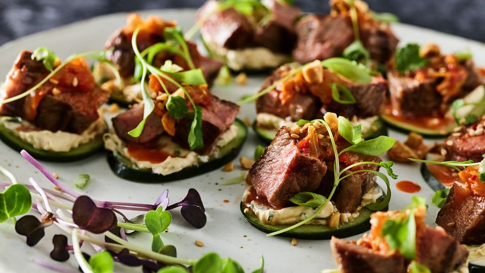 Spicy Korean Beef and Cucumber Appetizer