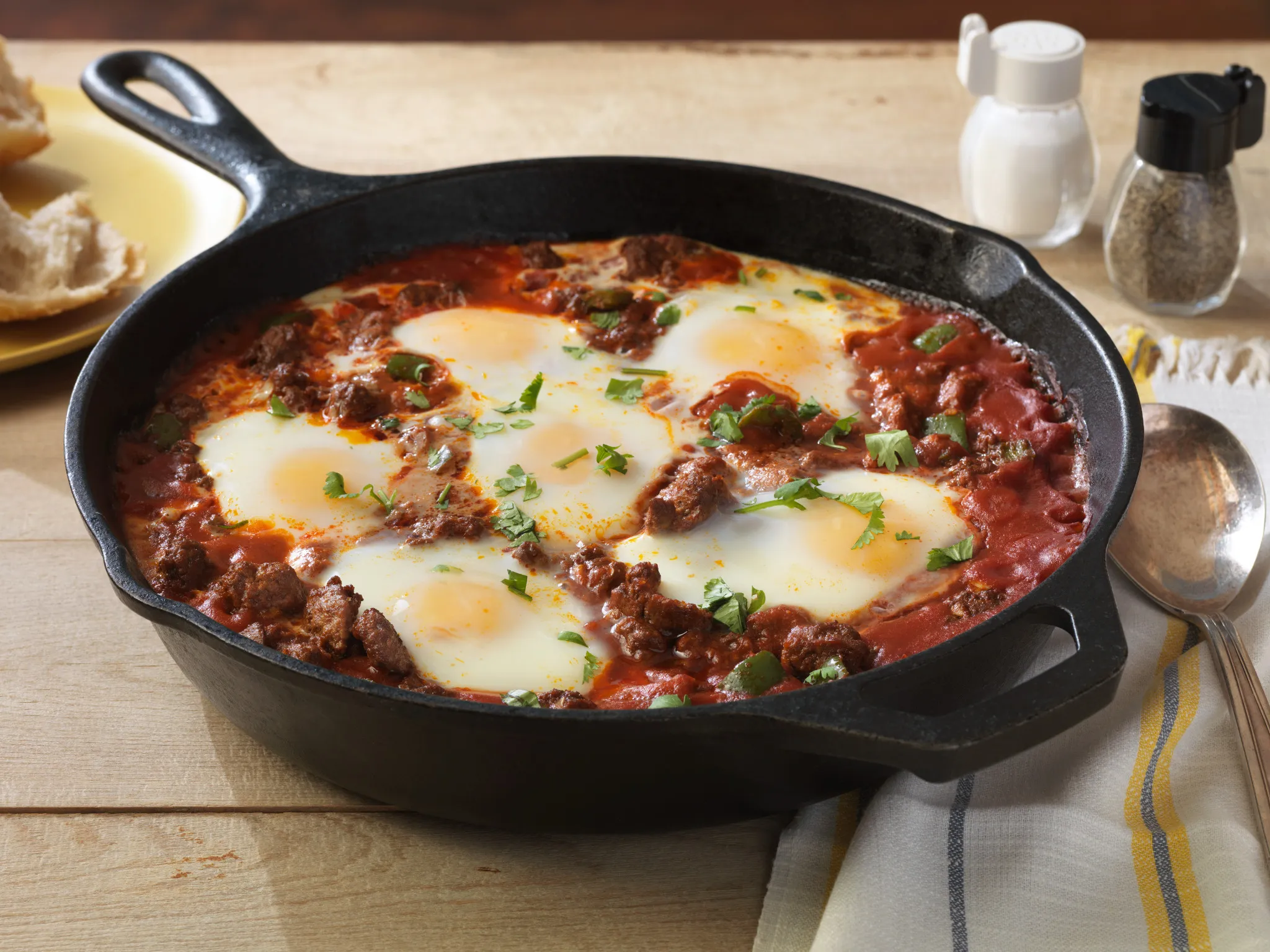 Saucy Beef with Baked Eggs