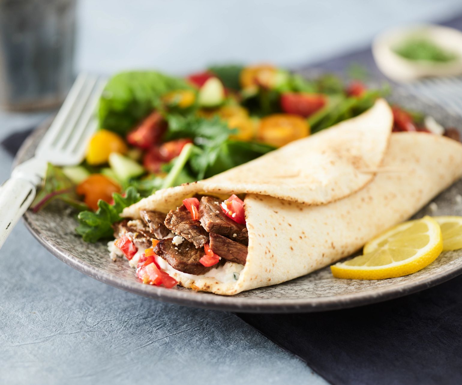 Tzatziki-Sauced Greek Steak Wraps