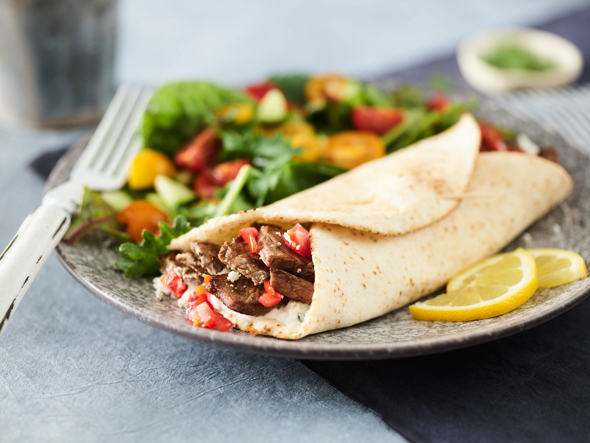 Tzatziki-Sauced Greek Steak Wraps