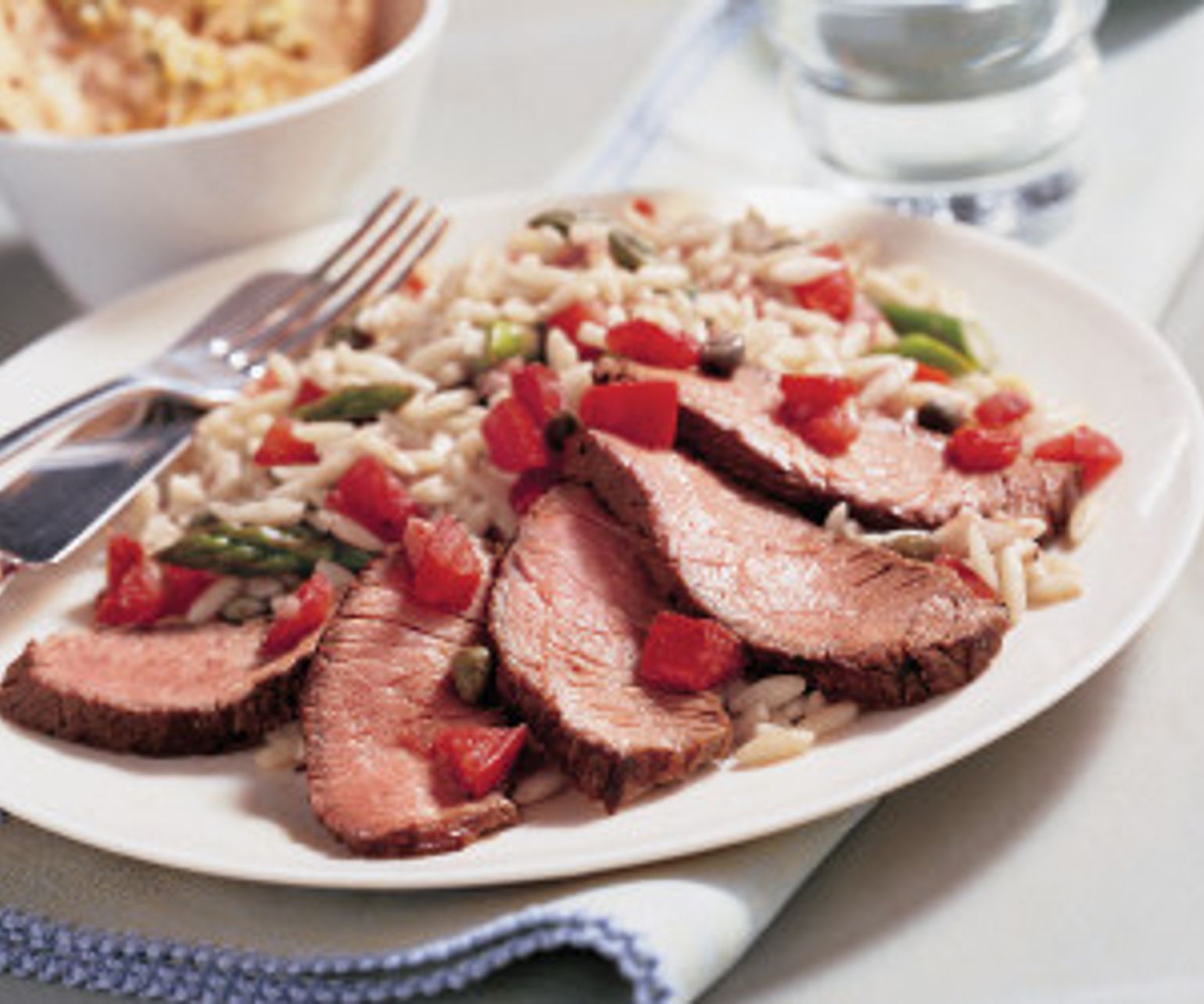 Beef Top Sirloin Steak with Asparagus & Tomato Orzo