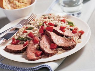 Beef Top Sirloin Steak with Asparagus & Tomato Orzo