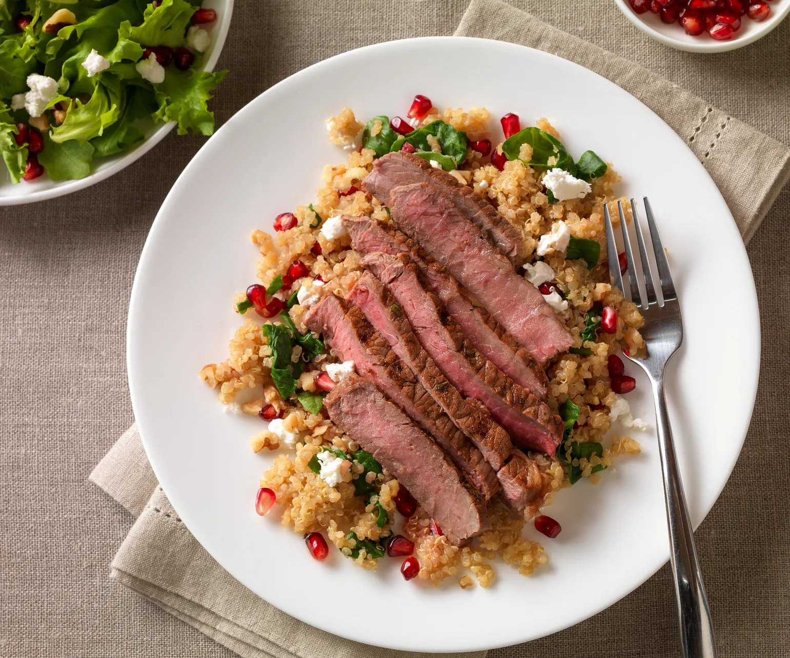Pomegranate Steak with Quinoa