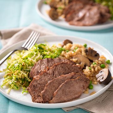 Braised Beef with Mushrooms & Barley