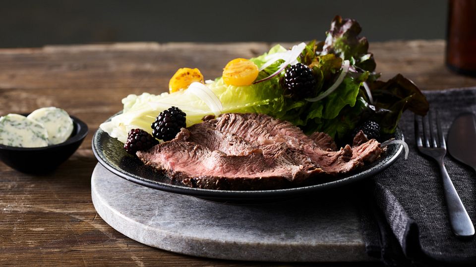 Smoked Beef Flat Iron Steak with Herbed Ghee