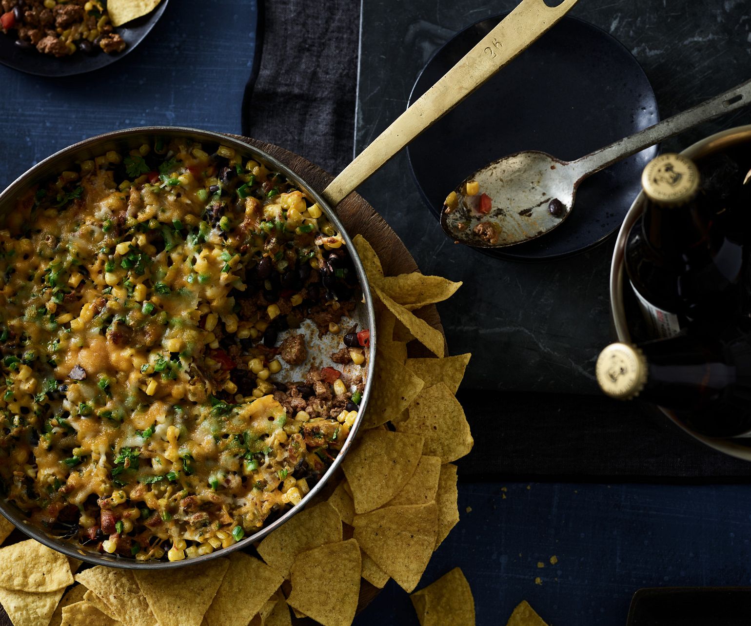 One Skillet Beefy 7-Layer Dip