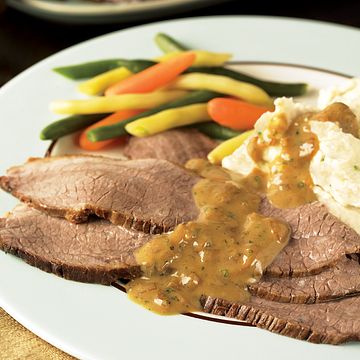 Beer-Braised Brisket with Mustard Sauce