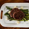 Sous Vide Tenderloin Steaks with Asparagus and Onions