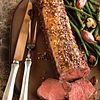 Garlic-Pepper Top Loin Petite Roast with Roasted Green Beans & Mushrooms