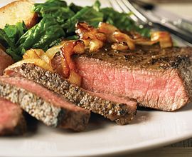 Peppered Steaks with Caramelized Onions