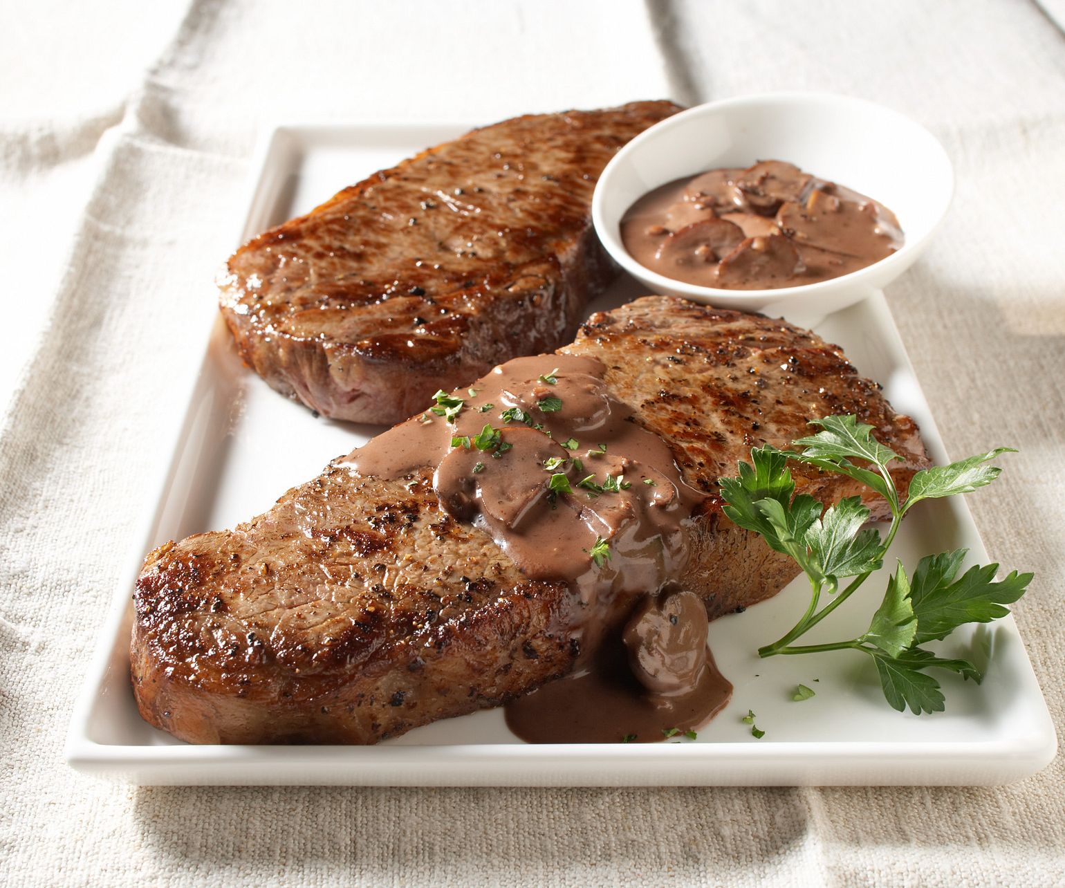 Strip Steaks with Red Wine Sauce