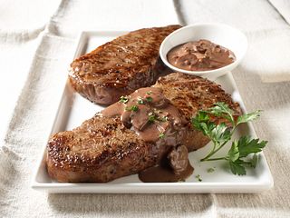 Strip Steaks with Red Wine Sauce