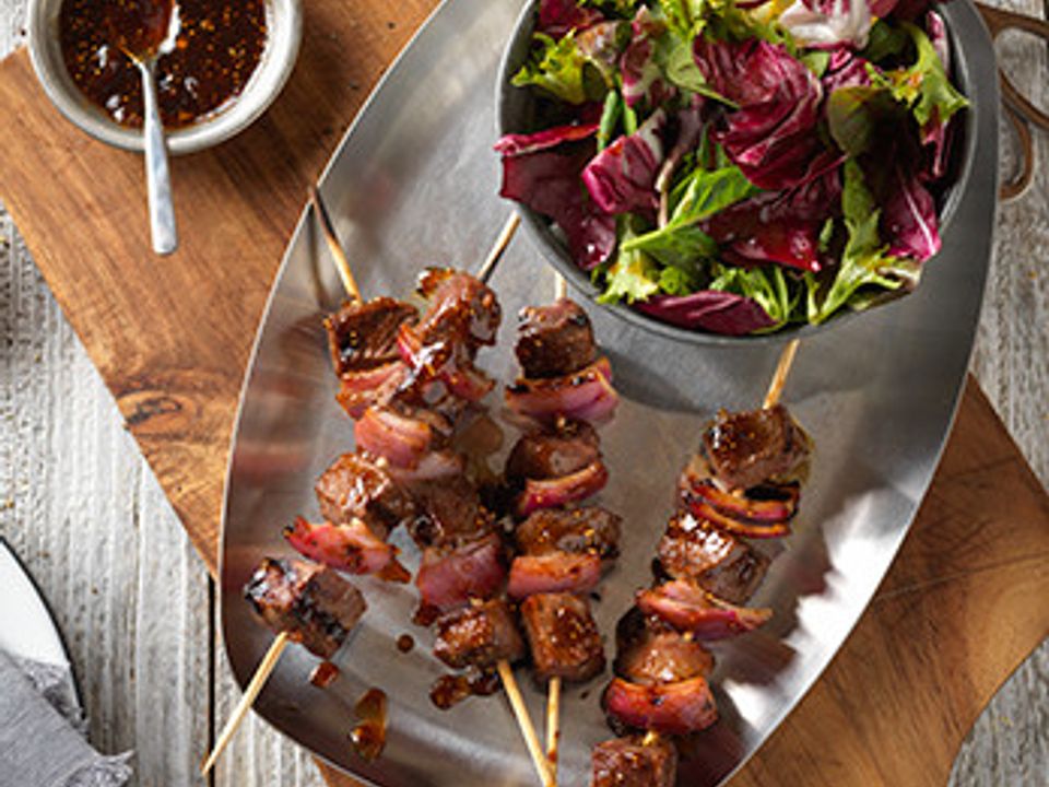 Fig-Balsamic Glazed Beef Kabobs