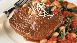 Braised Beef with Tomato-Garlic White Beans
