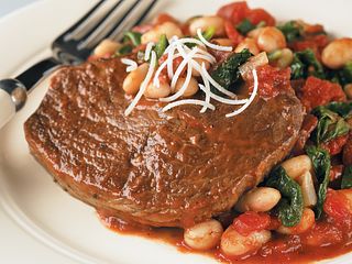 Braised Beef with Tomato-Garlic White Beans