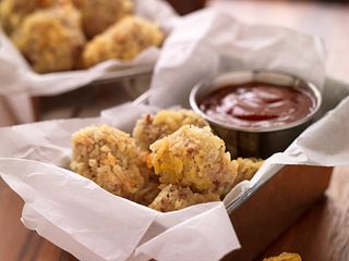 Beefy nuggets cooked in the oven, perfect for little hands to dip as they wish.
