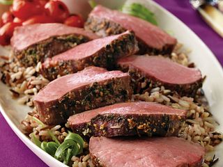Parmesan-Crusted Tenderloin with Savory Mushroom Sauce