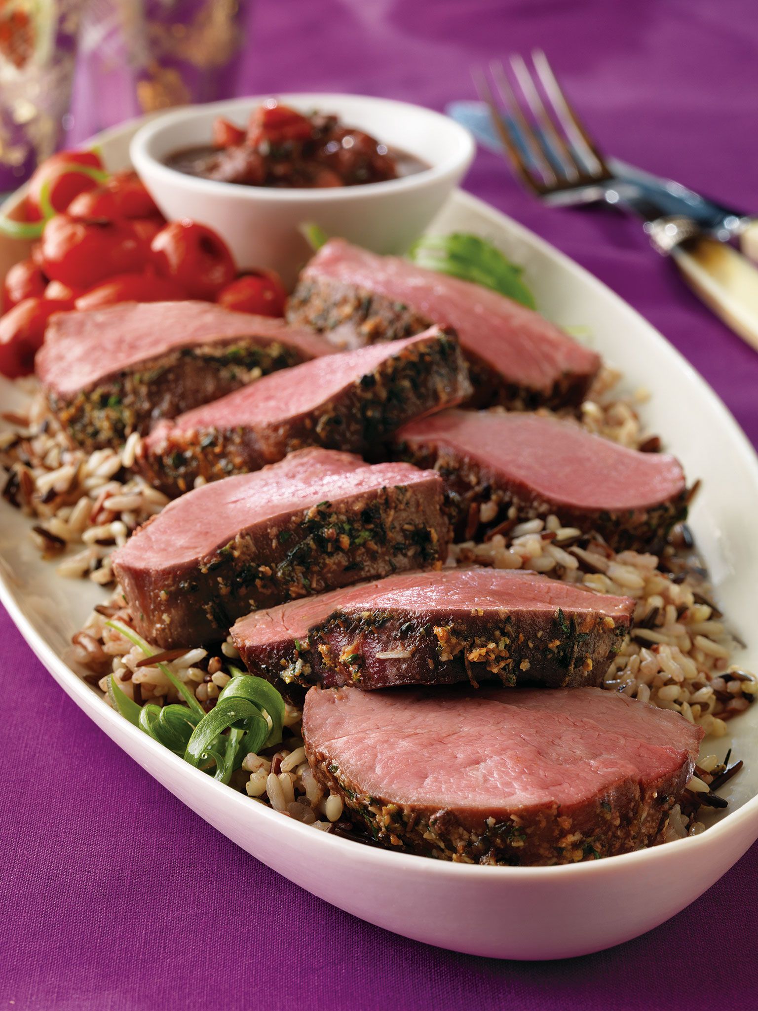 Parmesan-Crusted Tenderloin Roast with Savory Mushroom Sauce