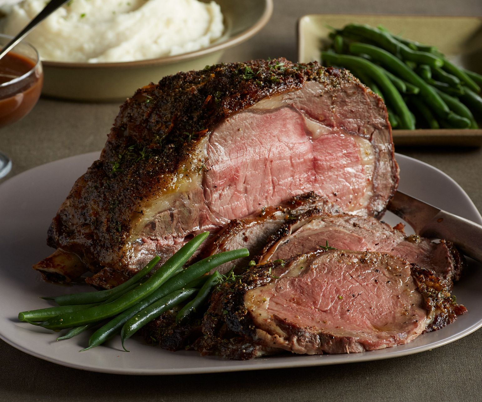 Beef Rib Roast with Chocolate-Port Sauce and Goat Cheese Potatoes