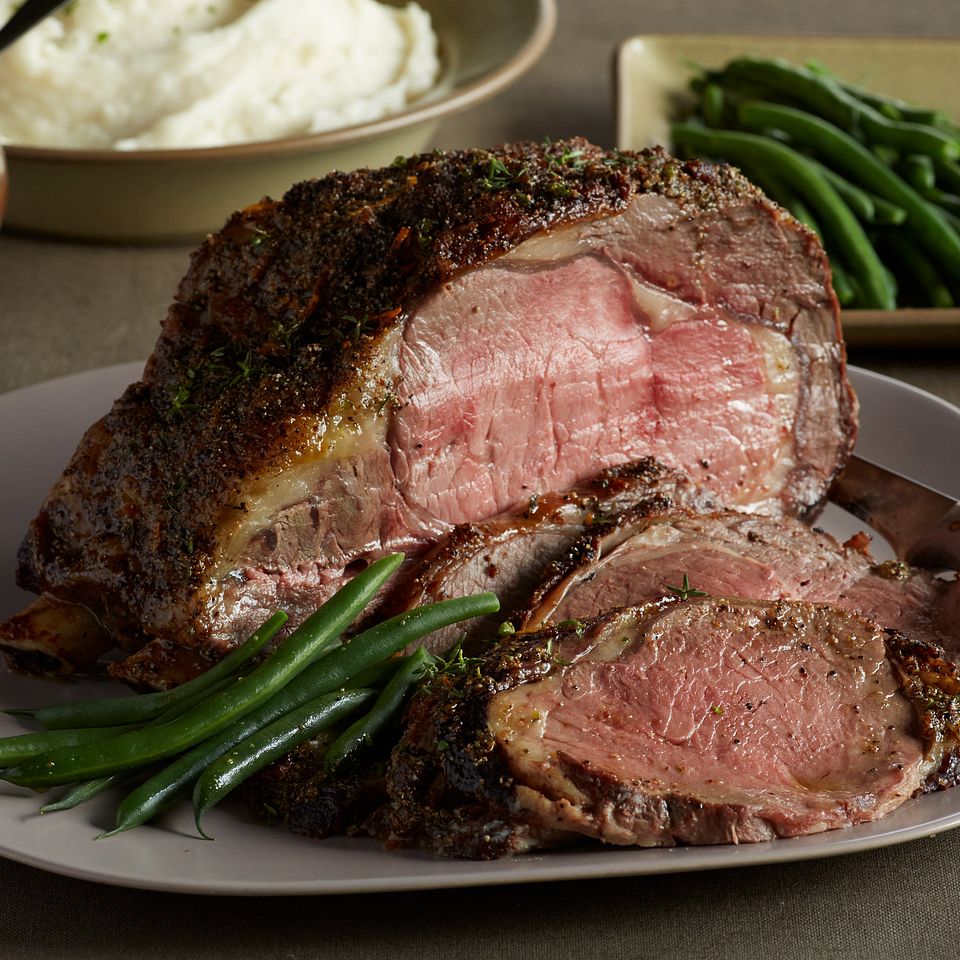 Beef Rib Roast with Chocolate-Port Sauce and Goat Cheese Potatoes