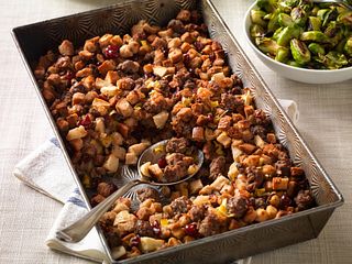 Beef Sausage Stuffing with Apples & Cranberries