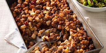 Beef Sausage Stuffing with Apples & Cranberries