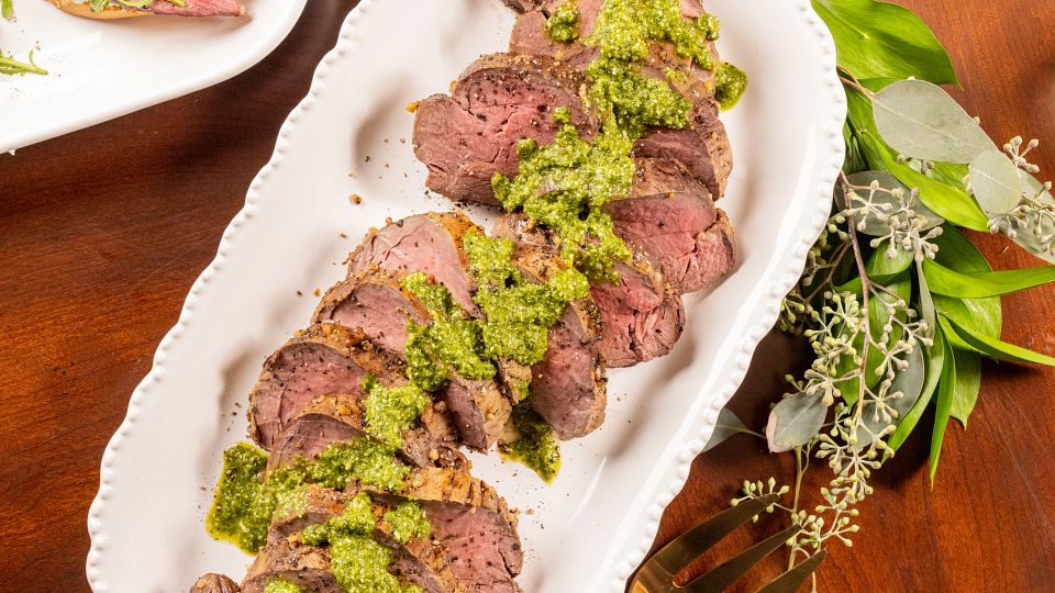 Garlic Roasted Tenderloin with Gremolata Sauce
