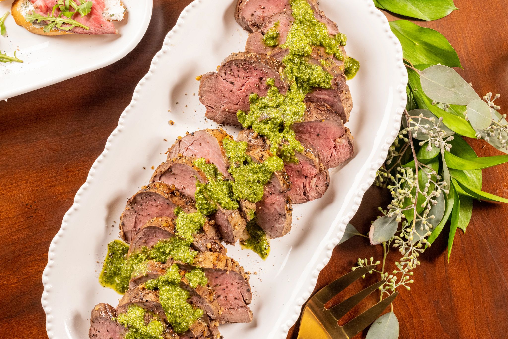 Garlic Roasted Tenderloin with Gremolata Sauce
