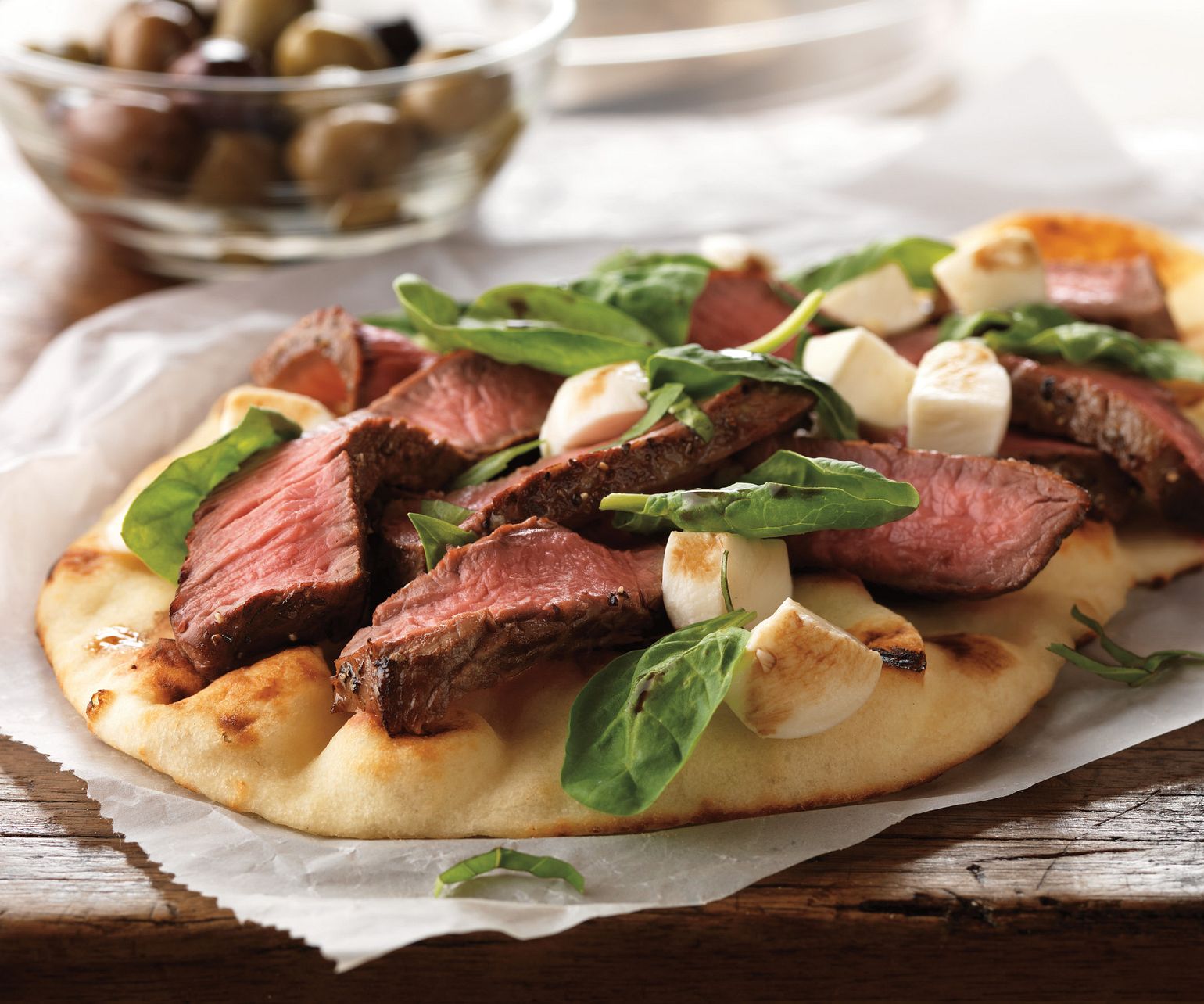 Grilled Steak and Fresh Mozzarella Flatbread