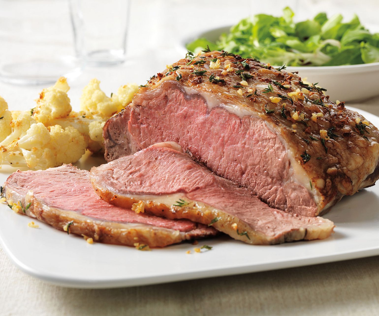 Herb-Topped Beef Roast with Roasted Cauliflower