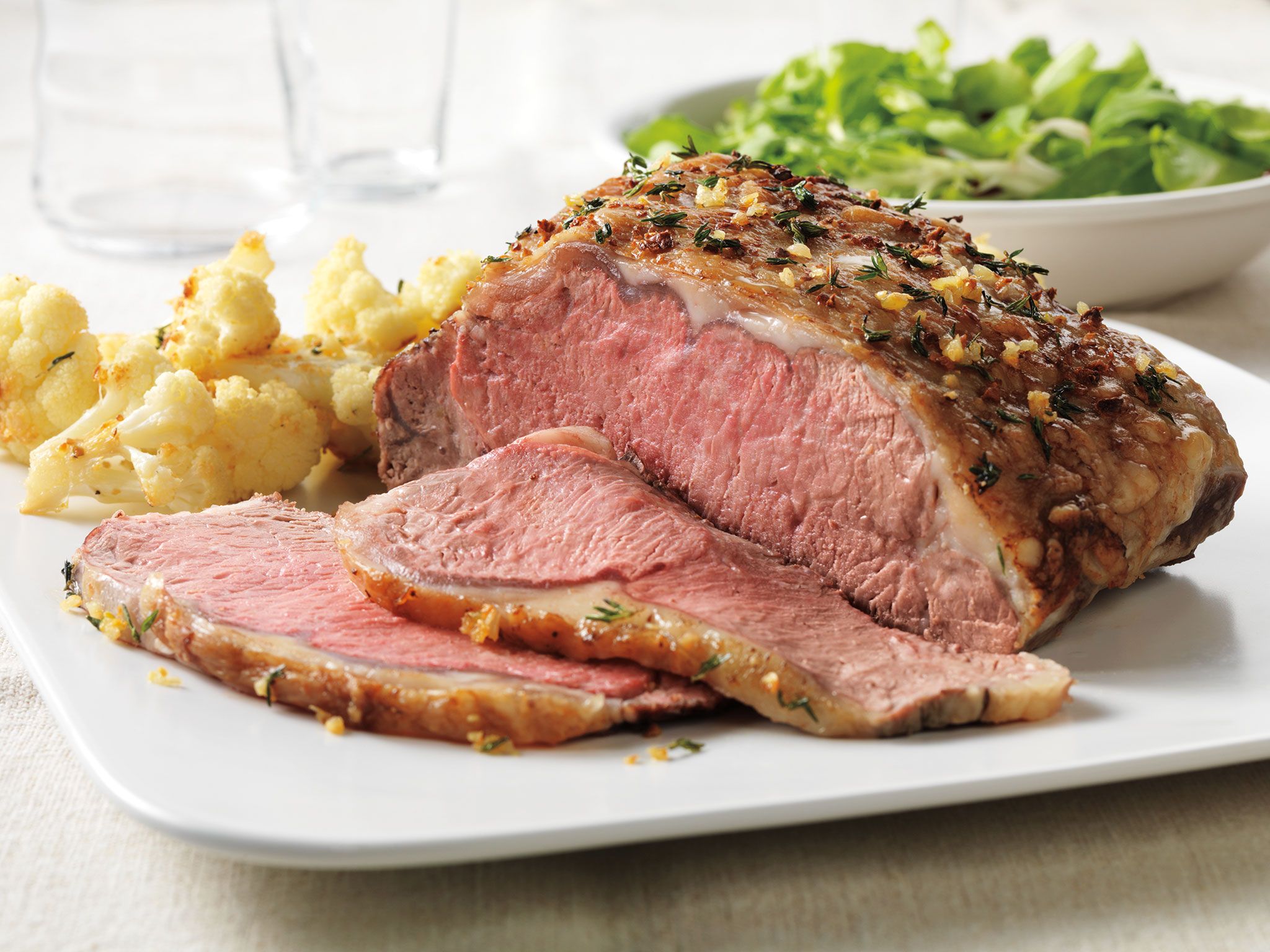 Herb-Topped Beef Roast with Roasted Cauliflower