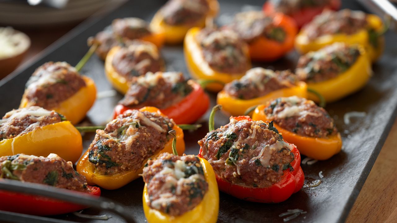 Beef and Couscous Stuffed Baby Bell Peppers