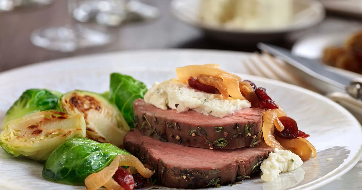Tenderloin with Wine-Braised Onions and Herb Cheese | Beef Loving Texans | Beef Loving Texans is you