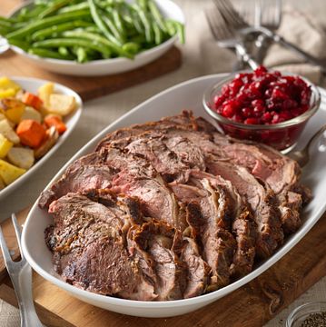 Dijon and Herb Rubbed Beef Roast with Cranberry Sauce