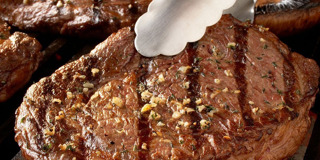 Ribeye Steaks with Blue Cheese Butter and Mushrooms