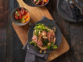 Smoky Sirloin Steak with Tomato Hummus