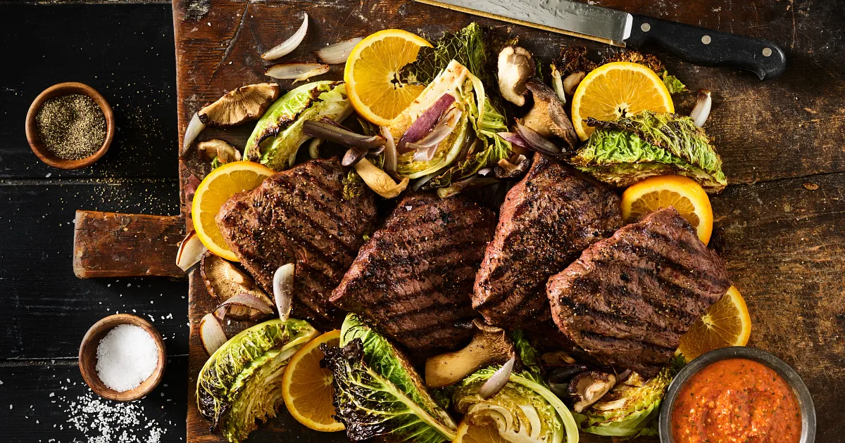 Pan-Seared Flat Iron Steak with Romesco Sauce | Beef Loving Texans | Beef Loving Texans is your one-