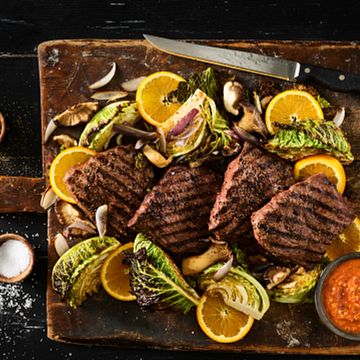 Pan-Seared Flat Iron Steak with Romesco Sauce