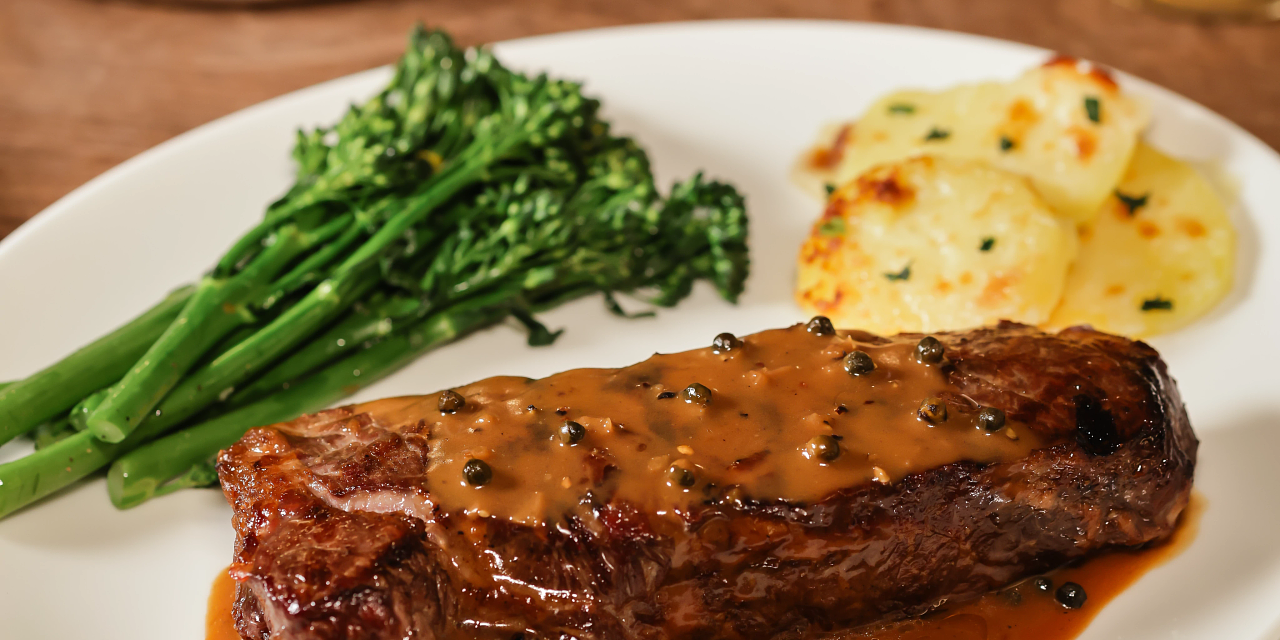 Steak with Peppercorn Sauce