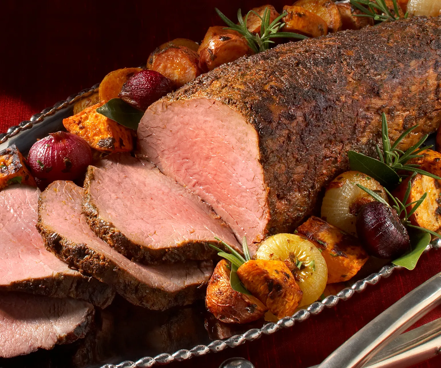 Smoky Paprika Rubbed Beef Tenderloin with Roasted Root Vegetables